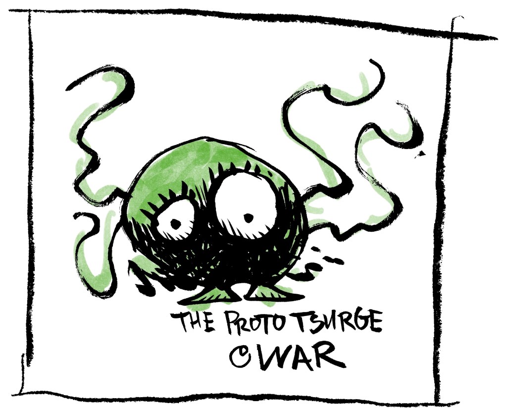 The Proto Tsurge. Bright Green BuBu with dark shadowed face and big bulging eyes. Waving tendrils and other plant like appendages.