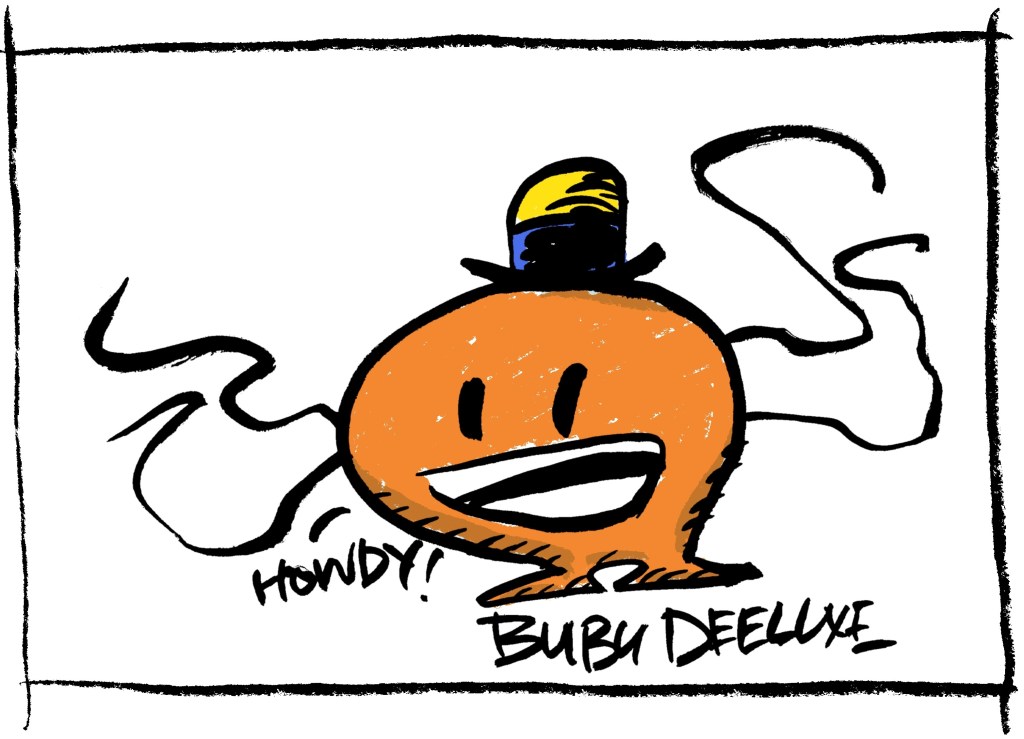 BuBu DeeLuxe. Orange BuBu man with a dapper hat and a big grin. With tendrils too.